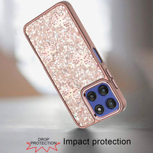 For Moto G Stylus 2025 Case Glitter Flakes w/ Cute Butterflies + Tempered Glass