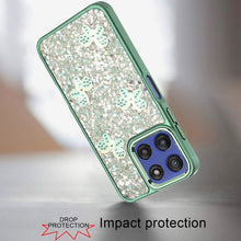 For Moto G Stylus 2025 Case Glitter Flakes w/ Cute Butterflies + Tempered Glass