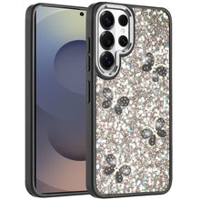 For Samsung S26 Ultra Case Full Glitter Flakes Cute Butterflies + Tempered Glass