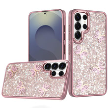 For Samsung S26 Ultra Case Full Glitter Flakes Cute Butterflies + Tempered Glass