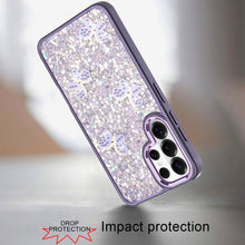 For Samsung S26 Ultra Case Full Glitter Flakes Cute Butterflies + Tempered Glass