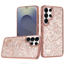 For Samsung S26 Ultra Case Full Glitter Flakes Cute Butterflies + Tempered Glass