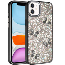 For iPhone 11 6.1 in. Case Full Glitter Flakes Cute Butterflies + Tempered Glass