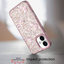 For iPhone 17 Case Full Glitter Flakes with Cute Butterflies + Tempered Glass