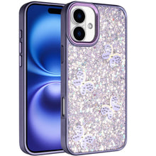 For iPhone 17 Case Full Glitter Flakes with Cute Butterflies + Tempered Glass