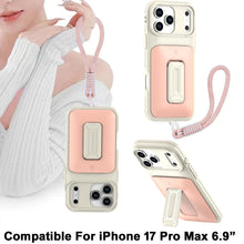 For iPhone 17 Pro Max Case Card Holder with Kickstand and Strap + Tempered Glass