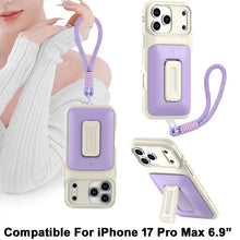 For iPhone 17 Pro Max Case Card Holder with Kickstand and Strap + Tempered Glass
