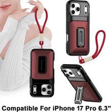 For iPhone 17 PRO Case 2x Card Holder with Kickstand and Strap + Tempered Glass