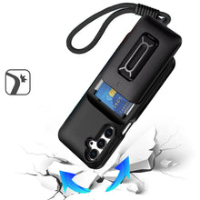 For Samsung A16 5G Case Card Holder with Kickstand and Strap + Tempered Glass