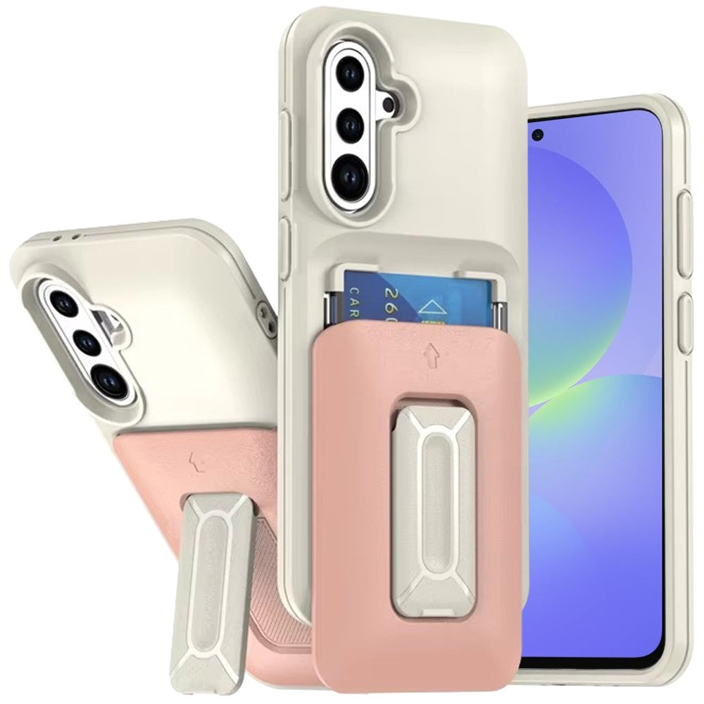 For Samsung A36 Case Card Holder Cover with Kickstand and Strap + Tempered Glass