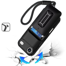 For iPhone Air Case 2x Card Holder with Kickstand and Strap + Tempered Glass