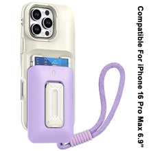 For iPhone 16 PRO MAX Case Card Holder with Kickstand and Strap + Tempered Glass