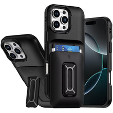 For iPhone 16 PRO MAX Case Card Holder with Kickstand and Strap + Tempered Glass