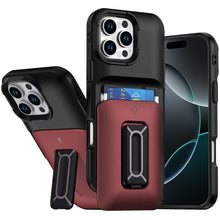 For iPhone 16 PRO MAX Case Card Holder with Kickstand and Strap + Tempered Glass