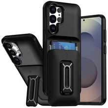 For Samsung S25 Ultra Case Card Holder with Kickstand and Strap + Tempered Glass