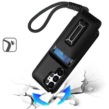 For Samsung S25 Ultra Case Card Holder with Kickstand and Strap + Tempered Glass