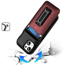 For iPhone 15 Case Thic Card Holder with Kickstand and Strap + 2 Tempered Glass