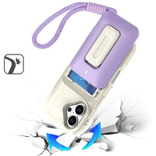 For iPhone 16 6.1inch Case Card Holder with Kickstand and Strap + Tempered Glass
