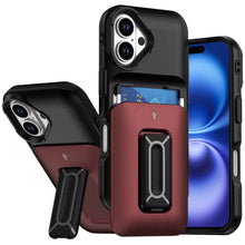 For iPhone 17 Case 2x Card Holder with Kickstand and Strap + Tempered Glass