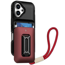 For iPhone 17 Case 2x Card Holder with Kickstand and Strap + Tempered Glass