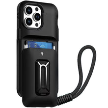 For iPhone 13 Pro Max Case Thick Card Holder Cover with Kickstand and Hand Strap