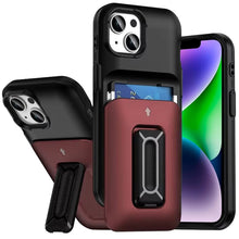 For iPhone 13/14 Case Card Holder with Kickstand and Strap + Tempered Glass