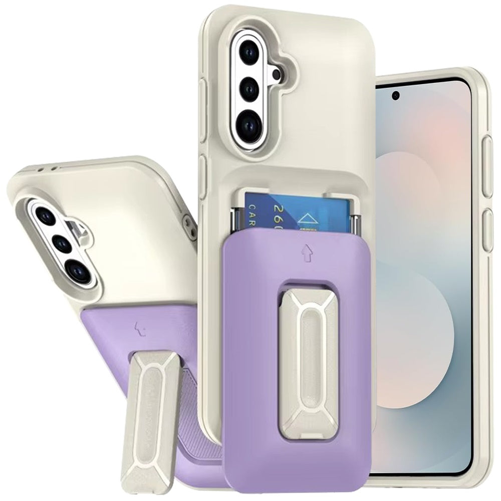 For Samsung S25 FE Case Card Holder with Kickstand and Strap + Tempered Glass