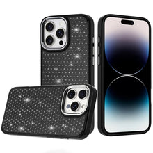 For iPhone 14 PRO MAX 6.7 in.Case Rhinestone Faux Crystals Chrome Plated Cover