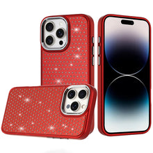 For iPhone 14 PRO MAX 6.7 in.Case Rhinestone Faux Crystals Chrome Plated Cover