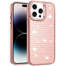 For iPhone 14 PRO MAX 6.7 in.Case Rhinestone Faux Crystals Chrome Plated Cover