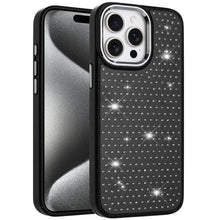 For iPhone 15 Pro Max Case Rhinestone Crystals Chrome Plated + 2 Tempered Glass