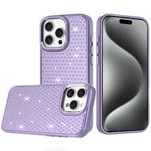 For iPhone 15 Pro Max Case Rhinestone Crystals Chrome Plated + 2 Tempered Glass