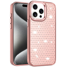 For iPhone 15 Pro Max Case Rhinestone Crystals Chrome Plated + 2 Tempered Glass