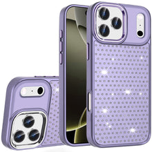 For iPhone 17 Pro Max Case Bling Faux Crystals Chrome Plated + Tempered Glass