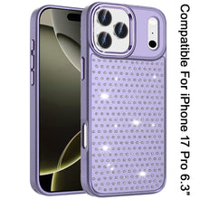 For iPhone 17 PRO Case Bling Faux Crystals Chrome Plated Cover + Tempered Glass