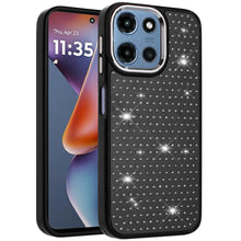 For Moto G 2025 Case Rhinestone Faux Crystals Chrome Plated + Tempered Glass