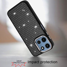 For Moto G 2025 Case Rhinestone Faux Crystals Chrome Plated + Tempered Glass