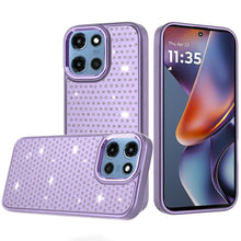 For Moto G 2025 Case Rhinestone Faux Crystals Chrome Plated + Tempered Glass