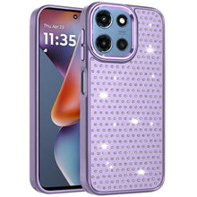 For Moto G 2025 Case Rhinestone Faux Crystals Chrome Plated + Tempered Glass