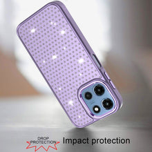 For Moto G 2025 Case Rhinestone Faux Crystals Chrome Plated + Tempered Glass