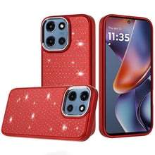 For Moto G 2025 Case Rhinestone Faux Crystals Chrome Plated + Tempered Glass