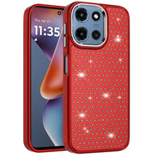 For Moto G 2025 Case Rhinestone Faux Crystals Chrome Plated + Tempered Glass