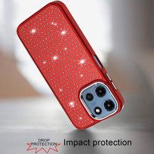 For Moto G 2025 Case Rhinestone Faux Crystals Chrome Plated + Tempered Glass