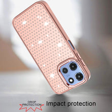 For Moto G 2025 Case Rhinestone Faux Crystals Chrome Plated + Tempered Glass