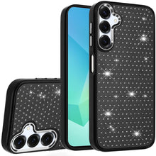 For Samsung A16 5G Case Rhinestone Faux Crystals Chrome Plated + Tempered Glass