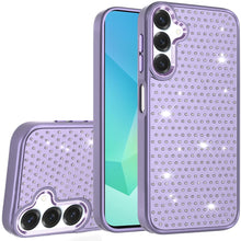 For Samsung A16 5G Case Rhinestone Faux Crystals Chrome Plated + Tempered Glass