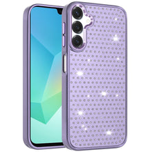For Samsung A16 5G Case Rhinestone Faux Crystals Chrome Plated + Tempered Glass