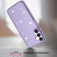 For Samsung A16 5G Case Rhinestone Faux Crystals Chrome Plated + Tempered Glass