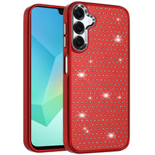 For Samsung A16 5G Case Rhinestone Faux Crystals Chrome Plated + Tempered Glass