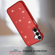 For Samsung A16 5G Case Rhinestone Faux Crystals Chrome Plated + Tempered Glass